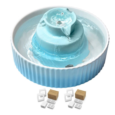 YES4PETS Blue Ceramic Electric Pet Water Fountain Dog Cat Water Feeder Bowl Dispenser 17X Filters