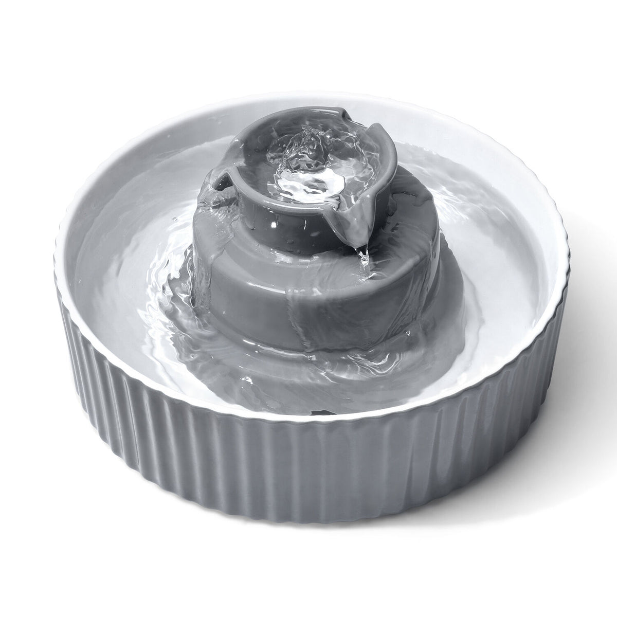 YES4PETS Grey Ceramic Electric Pet Water Fountain Dog Cat Water Feeder Bowl Dispenser 17X Filters
