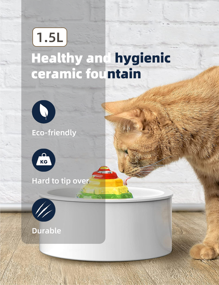YES4PETS Ceramic Electric Pet Water Fountain Dog Cat Water Feeder Bowl Dispenser 17x Filters