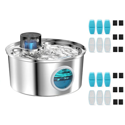 YES4PETS 3.2L Wireless Sensor Automatic Electric Pet Dog Cat Water Fountain Stainless Steel with 13 Filters