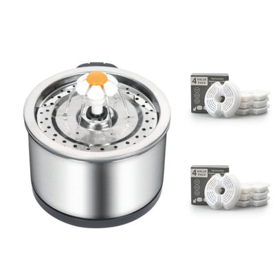 YES4PETS Automatic Electric Pet Water Fountain Dog Cat Stainless Steel Feeder Bowl Dispenser 9x Filters