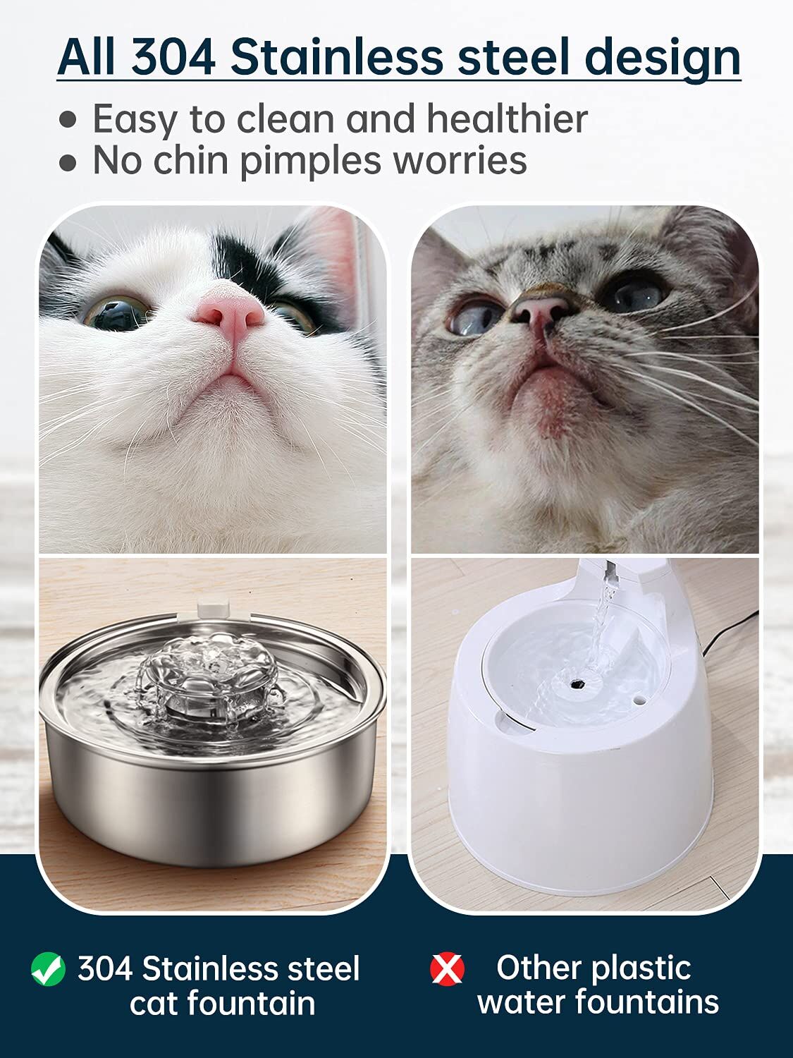 YES4PETS 2L Automatic Electric Pet Water Fountain Dog Cat Stainless Steel Feeder Bowl Dispenser