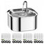 YES4PETS 3.2L Automatic Electric Pet Water Fountain Dog Cat Stainless Steel Dispenser with 17x Filters