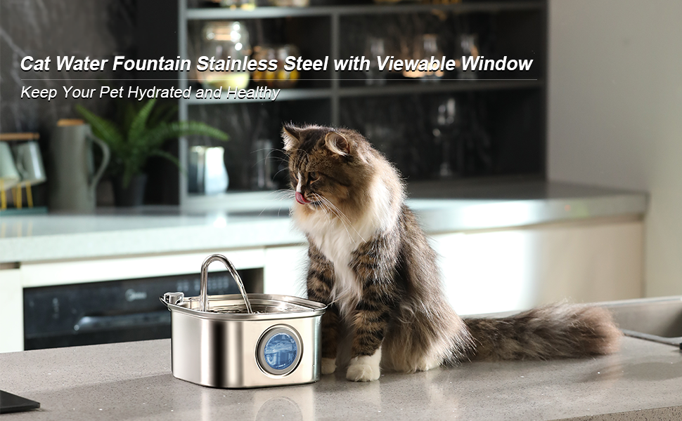 YES4PETS 3.2L Automatic Electric Pet Water Fountain Dog Cat Stainless Steel Dispenser with 17x Filters