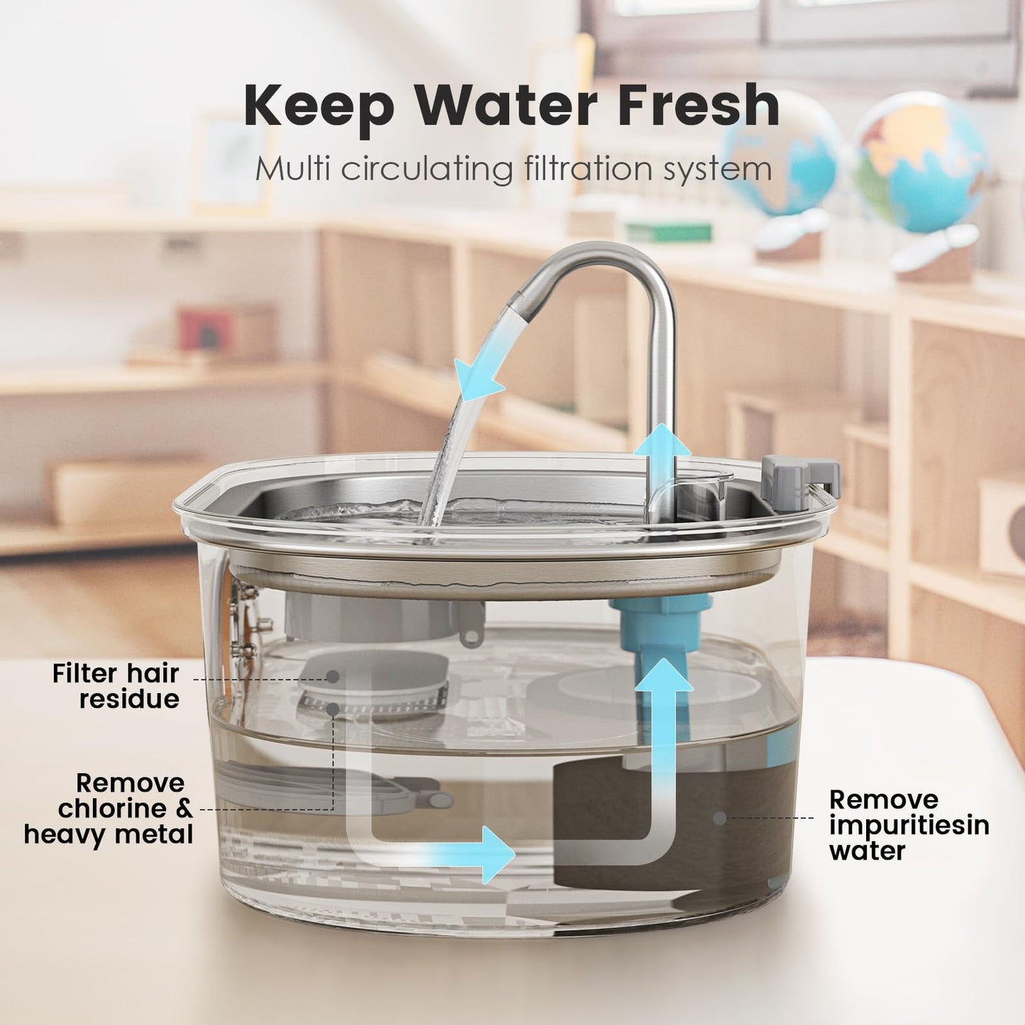 YES4PETS 3.2L Automatic Electric Pet Water Fountain Dog Cat Stainless Steel Feeder Bowl Dispenser Oval