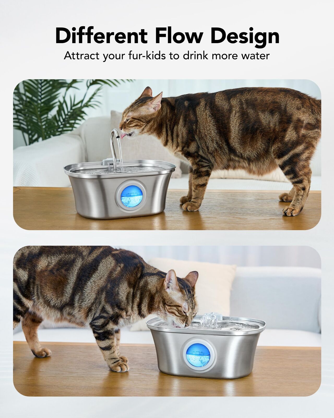 YES4PETS 3.2L Automatic Electric Pet Water Fountain Dispenser Dog Cat Stainless Steel with 17x Filters