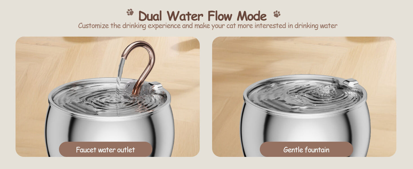 YES4PETS 4L Automatic Electric Pet Water Fountain Dispenser Dog Cat Stainless Steel with 17x Filters