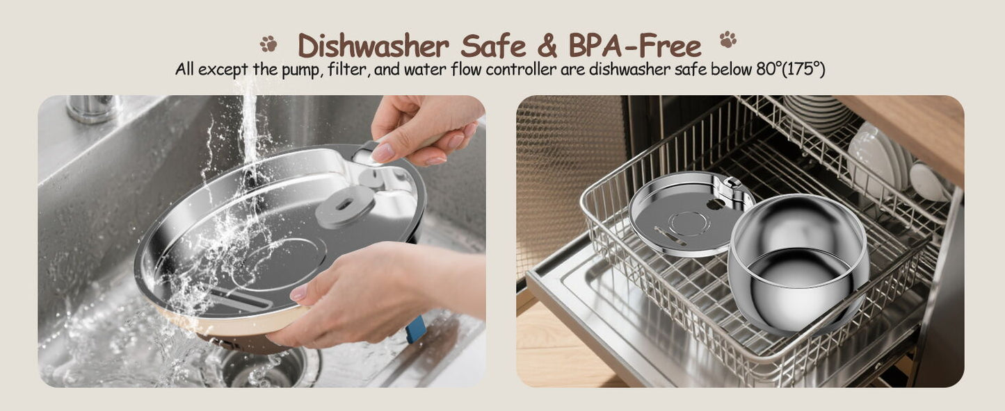 YES4PETS 4L Automatic Electric Pet Water Fountain Dispenser Dog Cat Stainless Steel with 17x Filters