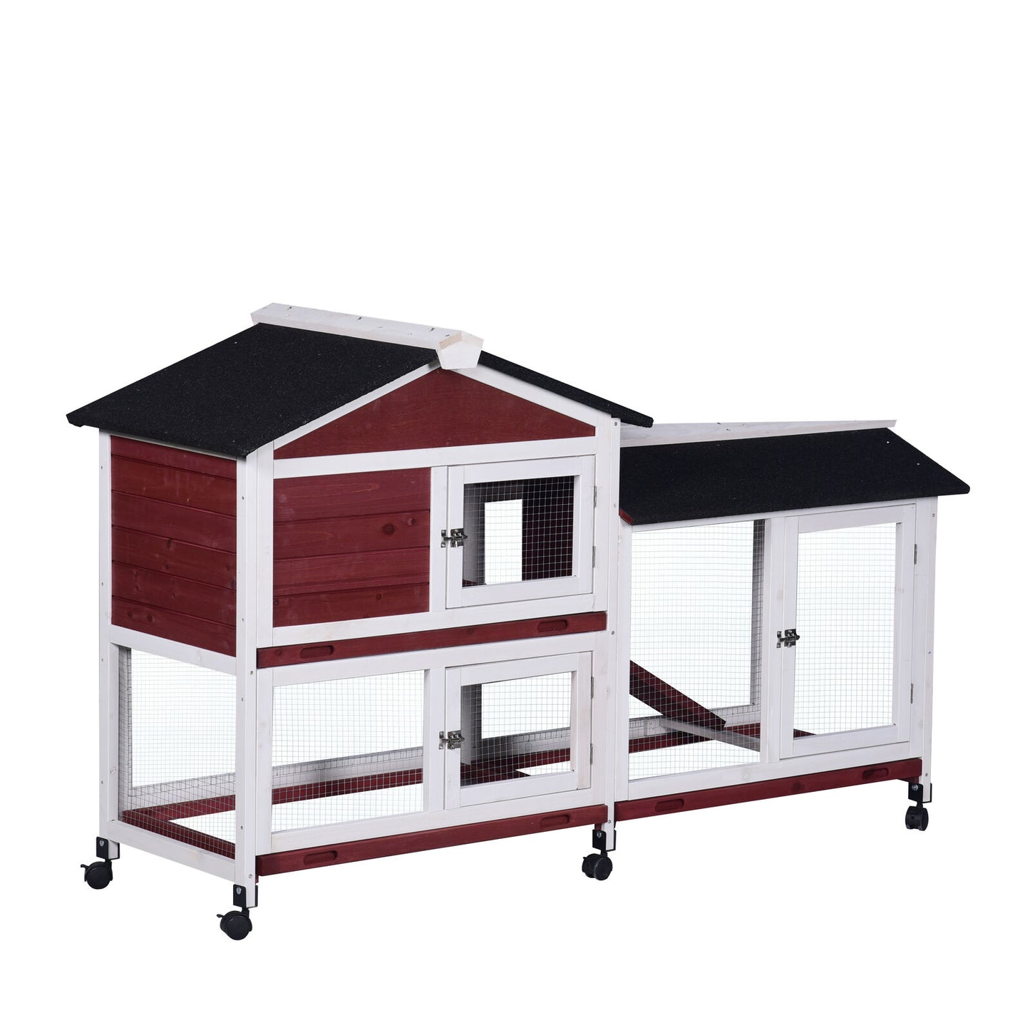 YES4PETS Double Storey Large Rabbit Hutch Guinea Pig Cat Cage Ferret Cage Pull Out Tray Wheels