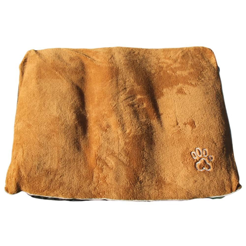 Large Dog Puppy Pad Bed Kennel Mat Cushion Bed 100 x 70 cm Brown / Beige