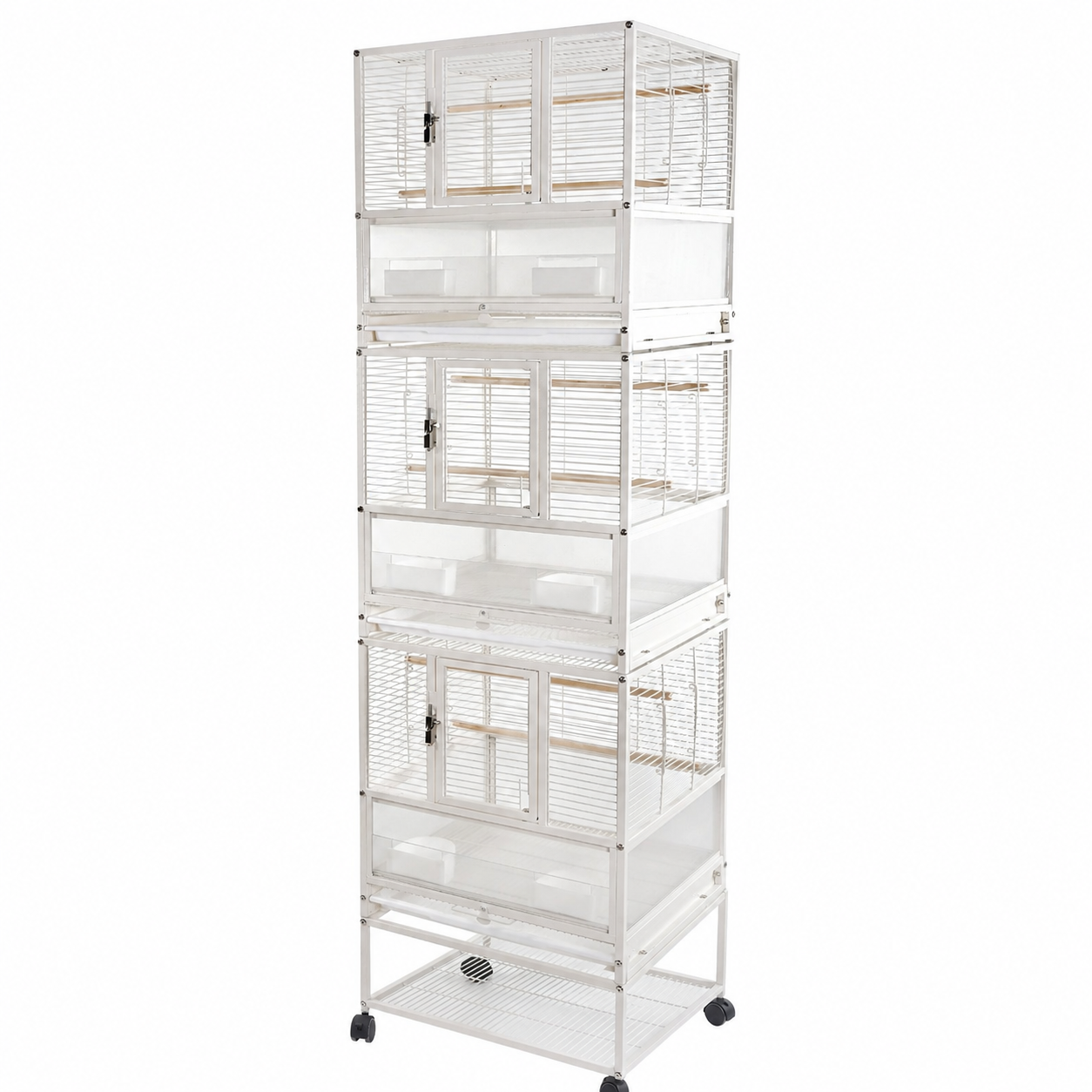 YES4PETS White Bird Transport Budgie Cage Parrot Aviary Carrier With Stand & Wheels