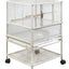 YES4PETS White Bird Transport Budgie Cage Parrot Aviary Carrier With Stand & Wheels