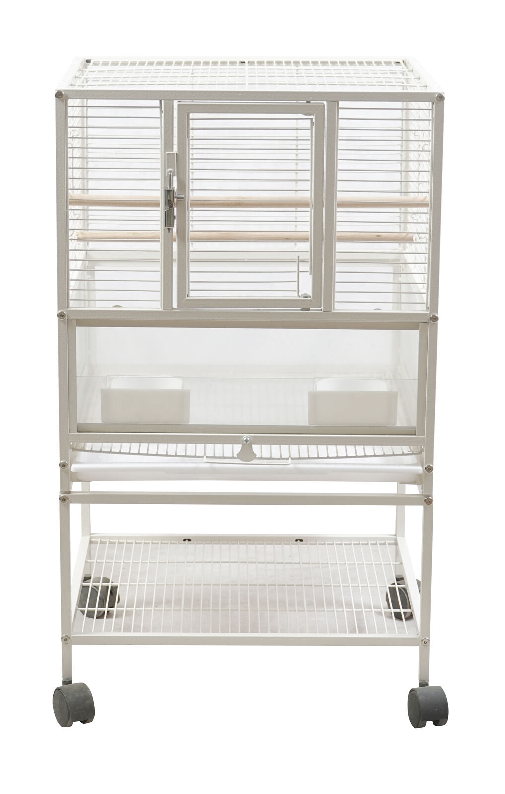 YES4PETS White Bird Transport Budgie Cage Parrot Aviary Carrier With Stand & Wheels