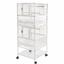 YES4PETS White Bird Transport Budgie Cage Parrot Aviary Carrier With Stand & Wheels
