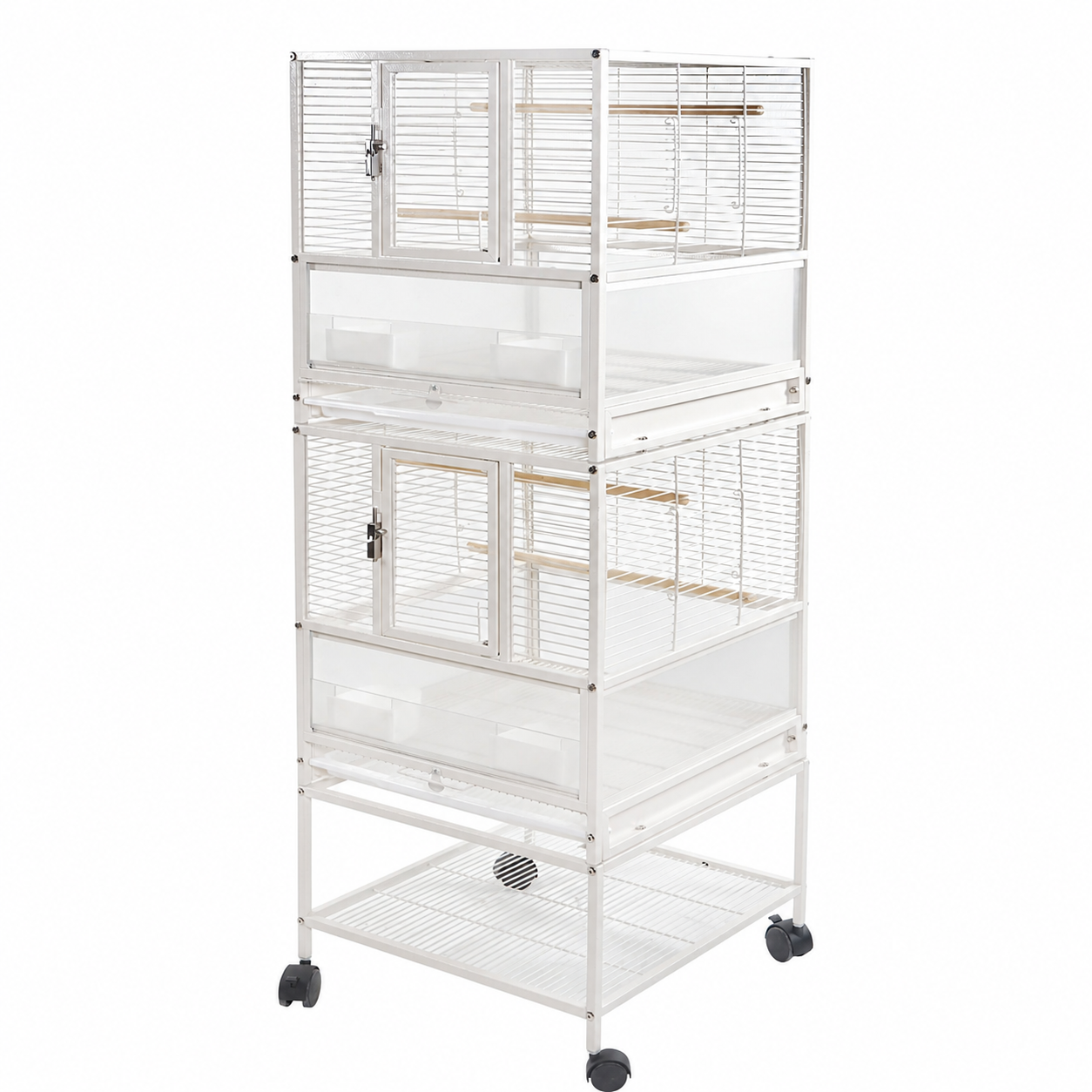 YES4PETS White Bird Transport Budgie Cage Parrot Aviary Carrier With Stand & Wheels
