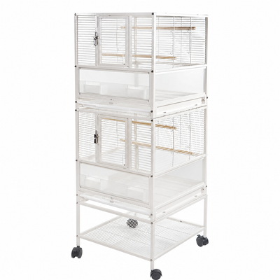 YES4PETS White Bird Transport Budgie Cage Parrot Aviary Carrier With Stand & Wheels