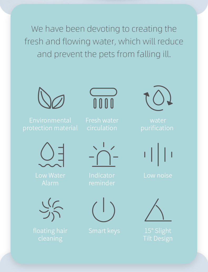 Electric Pet Dog Cat Automatic Self-Clean Water Fountain 1.5L 9 x Filters