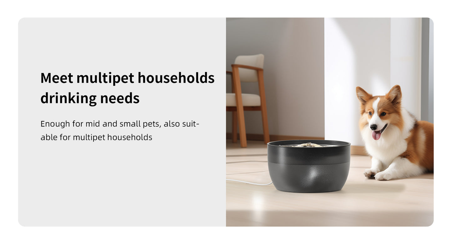 YES4PETS 3L Automatic Electric Pet Water Fountain Dog Cat Black with 17x Filters