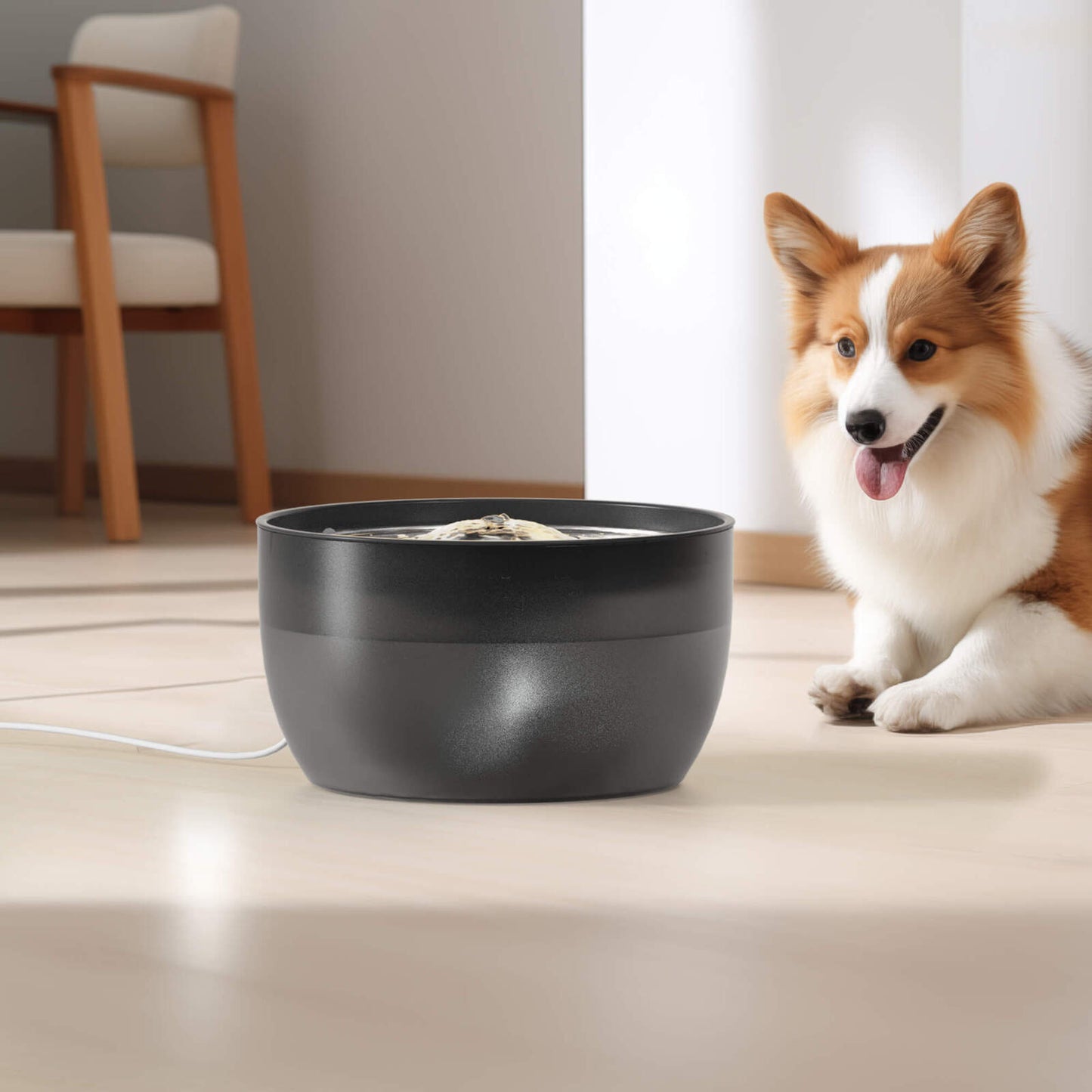 YES4PETS 3L Automatic Electric Pet Water Fountain Dog Cat Black with 17x Filters