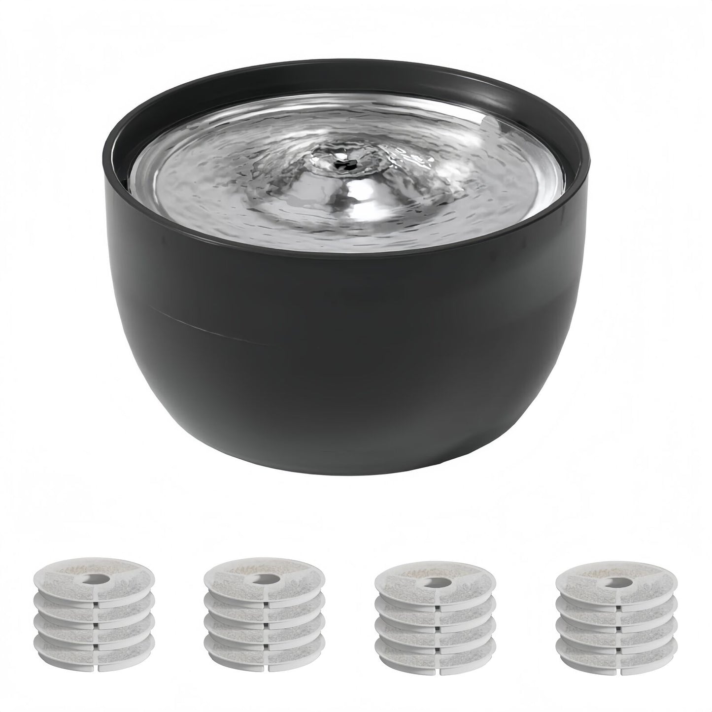 YES4PETS 3L Automatic Electric Pet Water Fountain Dog Cat Black with 17x Filters