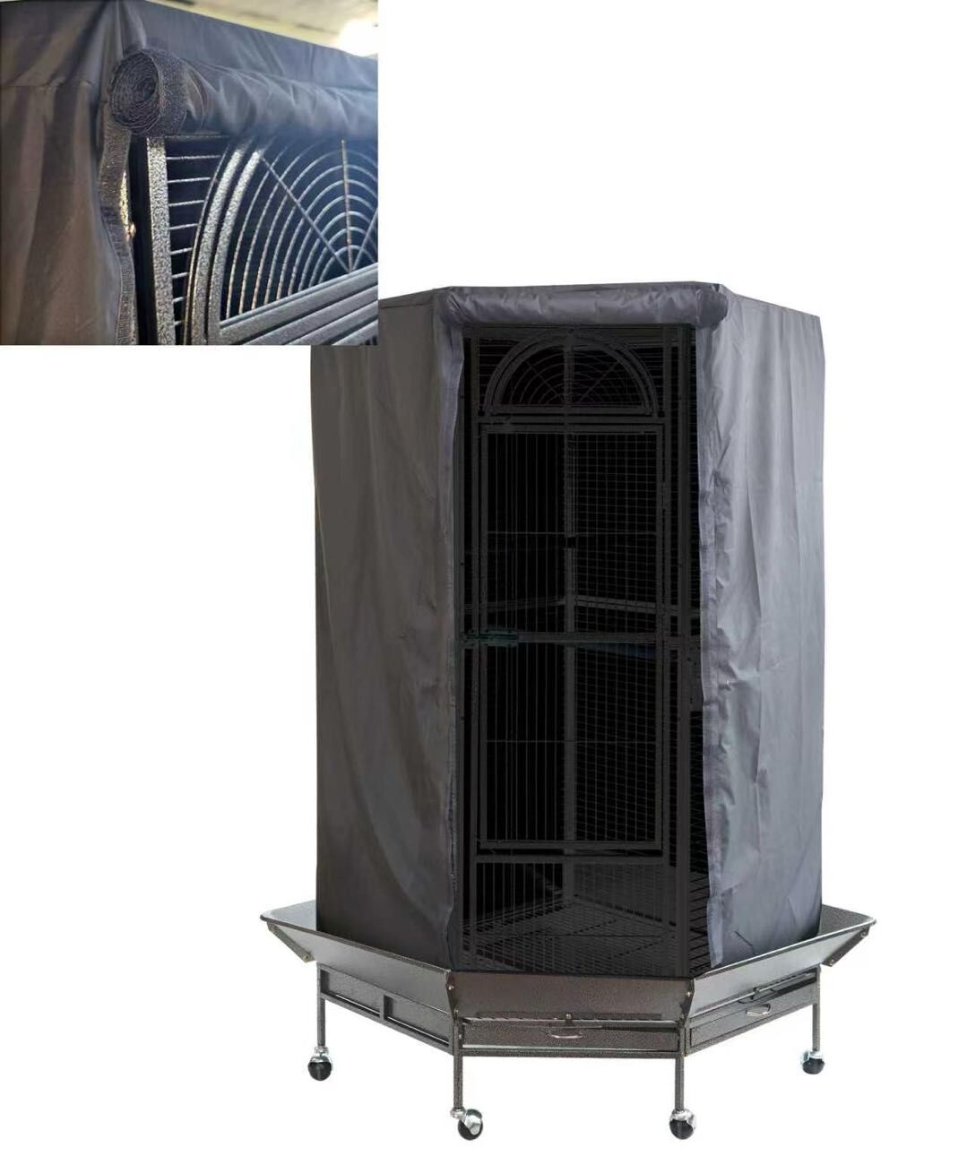 YES4PETS White 161 cm XL Corner Bird Cage Pet Parrot Aviary Perch Castor Wheel Stand With Cover