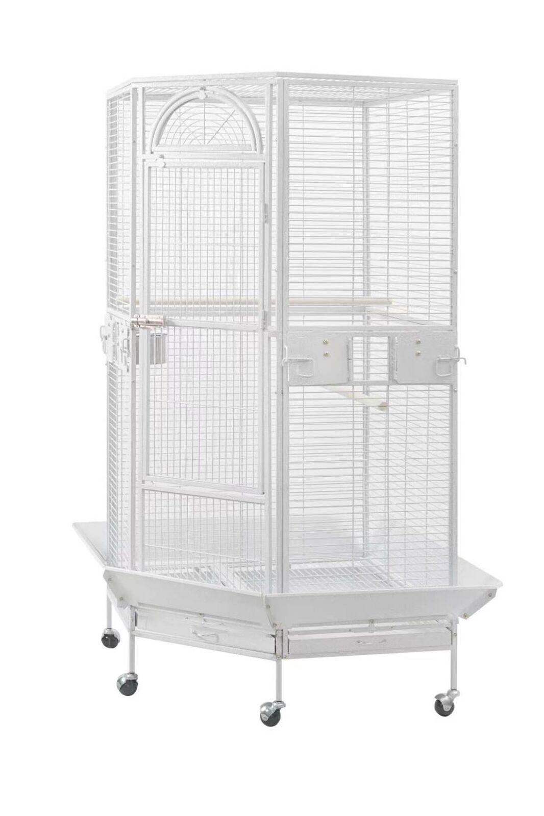 YES4PETS 161 cm XL Corner Bird Cage Pet Parrot Aviary Perch Castor Wheel Stand White