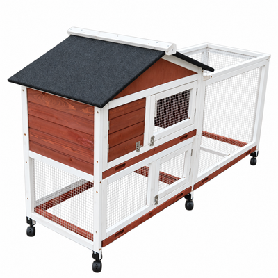 YES4PETS Double Storey Large Rabbit Hutch Guinea Pig Cage , Ferret Cage With Pull Out Tray On Wheels