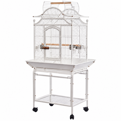 YES4PETS White Large Bird Budgie Cage Parrot Aviary Carrier With Stand & Wheel